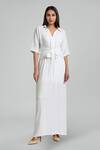 Buy_Emblaze_White Lurex V-neck Maxi Dress _at_Aza_Fashions