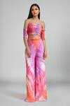 Buy_Emblaze_Pink Georgette Off-shoulder Multi-colour Tie-dye Crop Top And Pant Set _at_Aza_Fashions