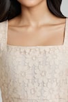 Buy_Emblaze_Peach Cotton Lace Square Neck Designer Dress _Online_at_Aza_Fashions