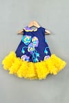 Shop_Label Neeti_Blue Satin, Net Bows Floral Tutu Dress _at_Aza_Fashions