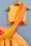 Shop_Label Neeti_Yellow Muslin, Net Sequins Bandhni Lehenga Set _at_Aza_Fashions