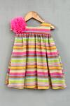Buy_Label Neeti_Multi Color Knit, Net Fabric Flowers Multicolour Striped Knitted Dress _at_Aza_Fashions
