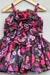 Label Neeti_Black Organza Fabric Flowers 3d Floral Applique Dress _Online_at_Aza_Fashions