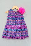 Shop_Label Neeti_Purple Net Fabric Flowers Multicolor Pleated Chevron Dress _at_Aza_Fashions
