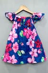 Buy_Label Neeti_Blue Muslin Fabric Flowers Navy Floral Printed Dress _at_Aza_Fashions
