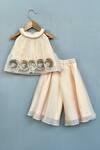Buy_Label Neeti_Beige Organza Zari Champagne Gold Co-ord Set _at_Aza_Fashions