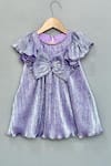 Buy_Label Neeti_Purple Lycra Metallic Pleated Dress With Bow _at_Aza_Fashions