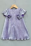 Shop_Label Neeti_Purple Lycra Metallic Pleated Dress With Bow _at_Aza_Fashions