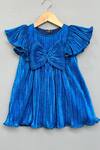 Buy_Label Neeti_Blue Lycra Royal Pleated Party Dress _at_Aza_Fashions
