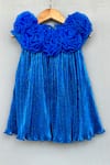 Buy_Label Neeti_Blue Lycra, Organza Royal Pleated Party Dress _at_Aza_Fashions