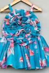 Label Neeti_Turquoise Organza Floral Dress _Online_at_Aza_Fashions