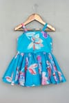 Shop_Label Neeti_Turquoise Organza Floral Dress _at_Aza_Fashions