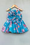 Buy_Label Neeti_Turquoise Organza Floral Dress _at_Aza_Fashions