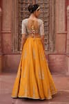 Shop_Kapda Dori_Mustard Organza Sequins, Pearls, Beads Powder Blue And Yellow Lehenga Set _at_Aza_Fashions