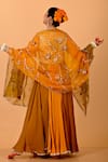 Shop_Mirkashi_Mustard Viscose Georgette, Chanderi, , Yellow Hand Anarkali Set _at_Aza_Fashions