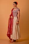 Buy_Mirkashi_Maroon , Chanderi, Organza Embroidery, Beads Scoop Hand Lehenga Set _Online_at_Aza_Fashions