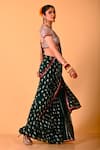 Buy_Mirkashi_Green Viscose, Georgette, Silk Embroidery Bottal And Maroon Hand Saree Set _Online_at_Aza_Fashions