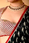 Shop_Mirkashi_Green Viscose, Georgette, Silk Embroidery Bottal And Maroon Hand Saree Set _Online_at_Aza_Fashions