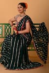 Mirkashi_Green Viscose, Georgette, Silk Embroidery Bottal And Maroon Hand Saree Set _at_Aza_Fashions