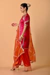 Mirkashi_Fuchsia Satin, , Organza Sequins, Fuschia Pink Hand Kurta Set _Online_at_Aza_Fashions