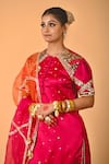 Buy_Mirkashi_Fuchsia Satin, , Organza Sequins, Fuschia Pink Hand Kurta Set 