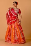 Buy_Mirkashi_Orange , Organza Embroidery V-neck Fuschia Pink And Hand Set _Online_at_Aza_Fashions