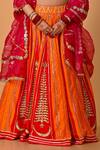 Buy_Mirkashi_Orange , Organza Embroidery V-neck Fuschia Pink And Hand Set 