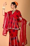 Buy_Mirkashi_Fuchsia Viscose Georgette, Silk Organza Embroidery Fuschia Pink Hand Peplum Set _Online_at_Aza_Fashions