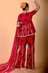 Shop_Mirkashi_Fuchsia Viscose Georgette, Silk Organza Embroidery Fuschia Pink Hand Peplum Set _Online_at_Aza_Fashions