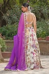 Shop_Soniya G_Ivory Georgette Sequins, Embroidery Round Neck Floral Lehenga Set _at_Aza_Fashions