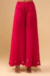 Buy_Samyukta Singhania_Pink Chiffon V-neck Crimson Peplum Kurta And Palazzo Set _Online_at_Aza_Fashions