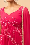 Buy_Samyukta Singhania_Pink Chiffon V-neck Crimson Peplum Kurta And Palazzo Set 