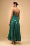 Shop_Samyukta Singhania_Green Georgette, Chiffon Scoop Neck Pine Anarkali Set _at_Aza_Fashions