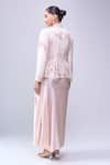 Shop_Anamika Khanna_Pink Embroidery Round Neck Peplum Top Set _at_Aza_Fashions