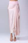 Buy_Anamika Khanna_Pink Embroidery Round Neck Peplum Top Set 