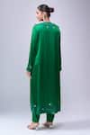 Shop_Anamika Khanna_Emerald Green Embroidery Round Neck Kurta Set _at_Aza_Fashions