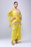 Buy_Anamika Khanna_Yellow Embroidery Round Neck Skirt Set 