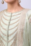 Shop_Anamika Khanna_Green Embroidery Round Neck Teal Kurta Set _Online_at_Aza_Fashions