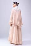 Shop_Anamika Khanna_Pink Embroidery, Beads Round Neck, Mandarin Collar Trapeze Top Pant Set _at_Aza_Fashions