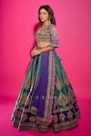 Shop_Torani_Purple Georgette Embroidery Round Neck Baghan Morni Lehenga Set _at_Aza_Fashions