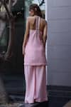 Shop_Nazar By Indu_Blush Cotton Sequins, Embroidery Round Neck Designer Pink Kurta And Palazzo Set _at_Aza_Fashions