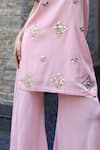 Shop_Nazar By Indu_Blush Cotton Sequins, Embroidery Round Neck Designer Pink Kurta And Palazzo Set _Online_at_Aza_Fashions