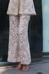 Shop_Nazar By Indu_Ivory Cotton, Jacquard Lace, Embroidery V-neck Co-ord Set _Online_at_Aza_Fashions