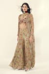 Buy_Ridhima Bhasin_Mint Chiffon, Organza Embroidery, Beads Open Neck, Green Floral Reva Jacket Set _at_Aza_Fashions