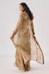 Shop_Ridhima Bhasin_Mint Chiffon, Organza Embroidery, Beads Open Neck, Green Floral Reva Jacket Set _at_Aza_Fashions