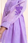 Buy_The White Tree Studio_Purple Chanderi Applique, Embroidery Mandarin Lilac Smocking Kurta Co-ord Set _Online