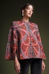 Buy_Samyukta Singhania_Multi Color Round Neck Embroidered Cape _at_Aza_Fashions
