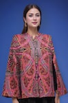 Samyukta Singhania_Multi Color Round Neck Embroidered Cape _at_Aza_Fashions