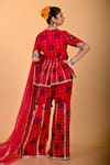 Shop_Mirkashi_Fuchsia Viscose Georgette, Silk Organza Embroidery Fuschia Pink Hand Peplum Set _at_Aza_Fashions