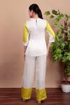 Shop_Nidhi Kejriwal_Lime Linen, Modal Round Neck Lemon Yellow Designer Top And Pant Set _at_Aza_Fashions